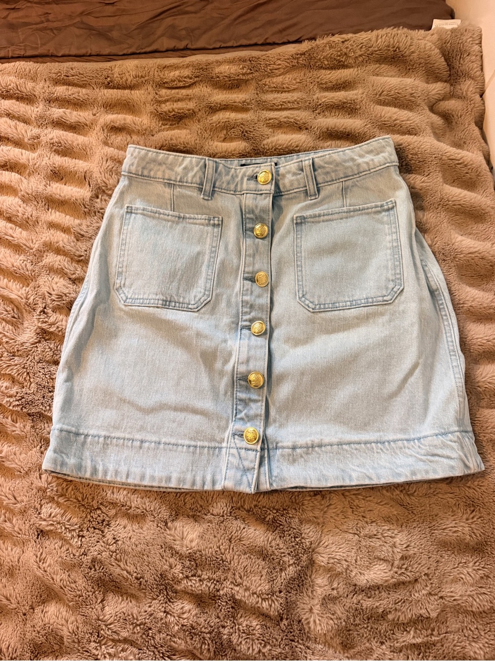 Free Assembly Denim Skirt with Gold Hardware